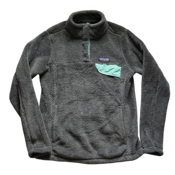 Patagonia Tops - Patagonia Womens Re-Tool Snap-T Pullover Gray Teal Fleece 25443 Size S